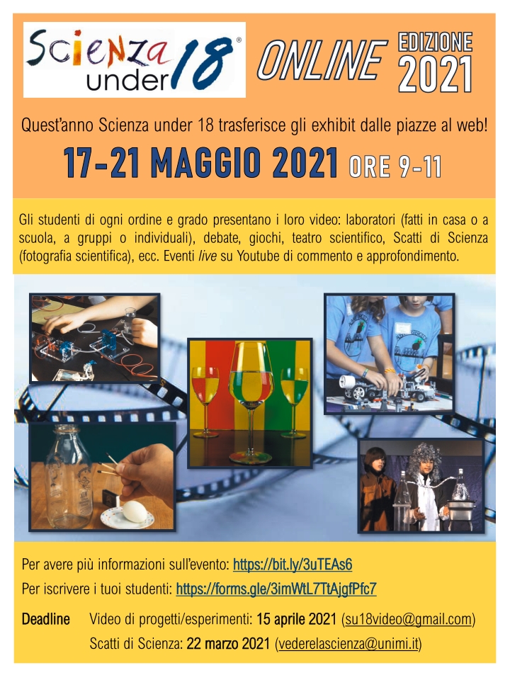 locandina scienza under 18 on line - edizione 2021
